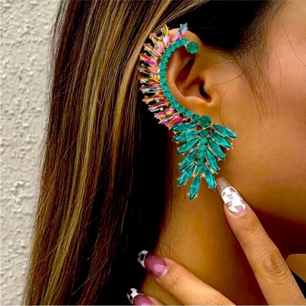 Boutique Unbranded Elegant Climbing Rhinestone Multicolor Ear Cuff Earrings